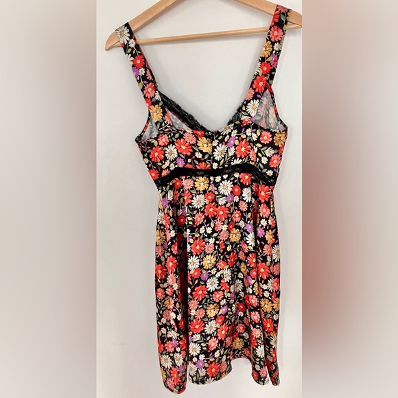 Black Slip Dress with floral print. - Picture 3 of 5